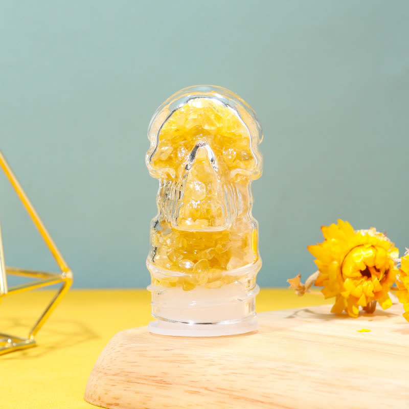 Olivenorma Skull Water Bottle Crystal Decoration - Citrine - Black Lid - image 21