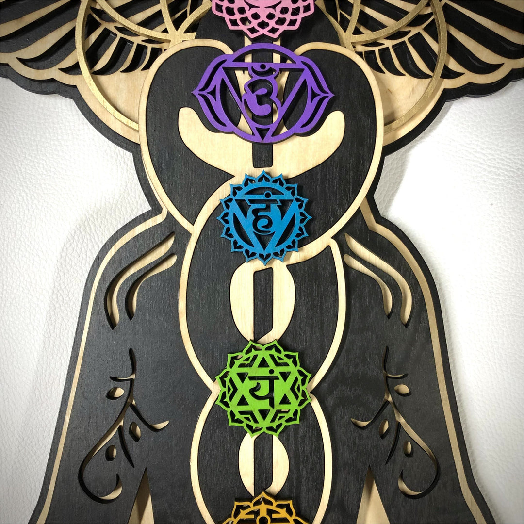 Olivenorma Kundalini Chakra Hand Painted Wood Stained Wall Decor - image 6