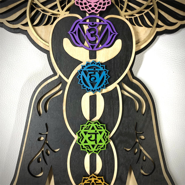 Olivenorma Kundalini Chakra Hand Painted Wood Stained Wall Decor - image 6