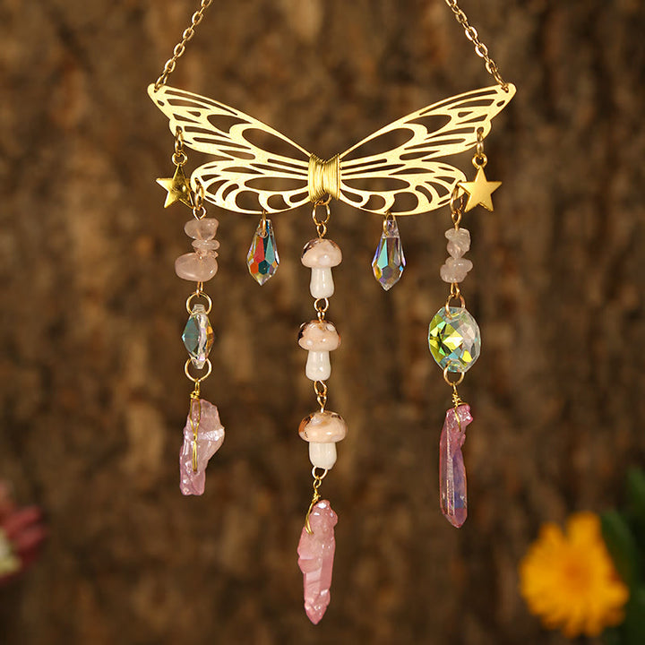 Olivenorma Crystal Butterfly Wings Sunshine Catcher Wind Chime - Golden Butterfly - Rose Quartz - image 22