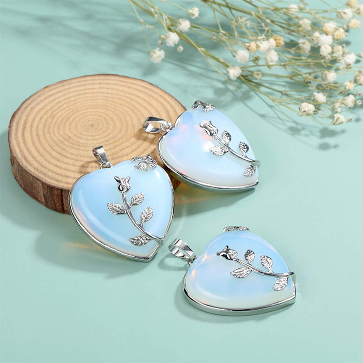 Olivenorma Heart Shaped Rose Gemstone Necklace - image 12