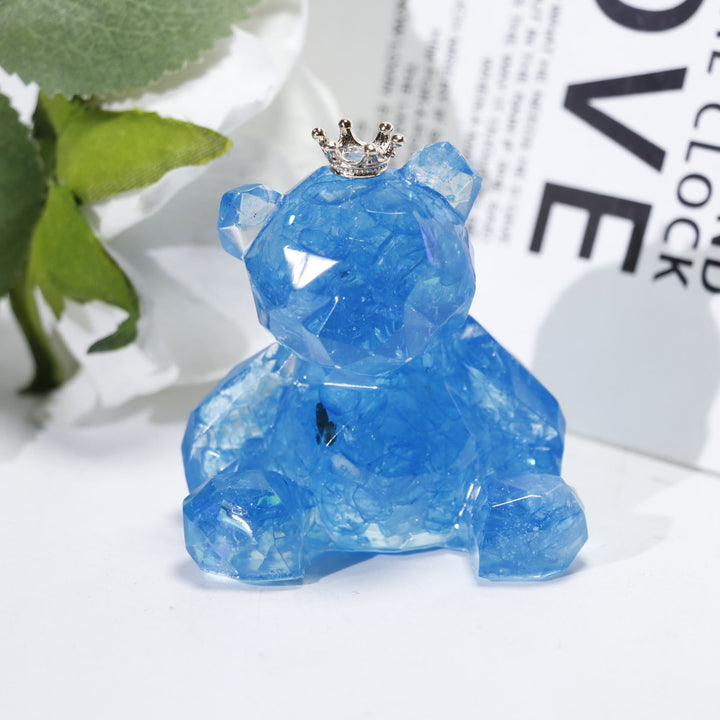 Olivenorma Crystal Gravel Resin Bear Ornament Gemstone Decoration - Aquamarine - image 5