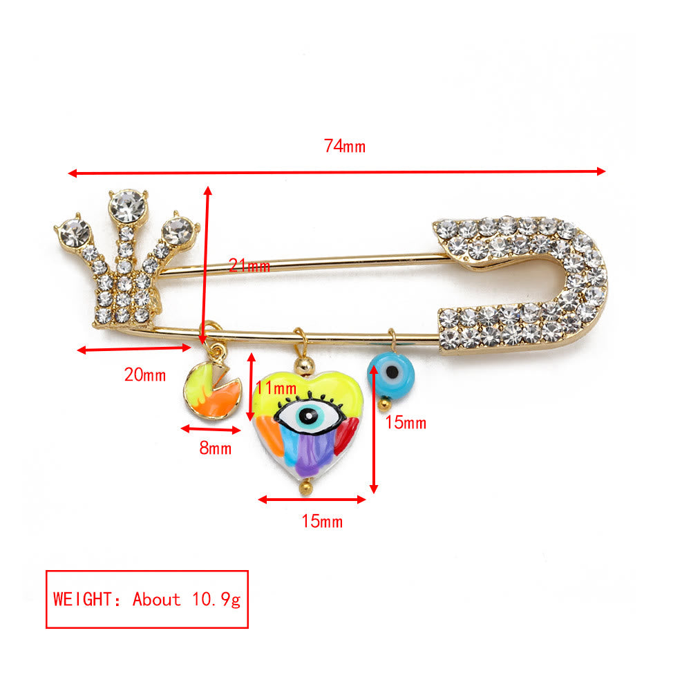 Olivenorma White Zircon Evil Eye Heart Brooch - Evil Eye&Yellow Heart - image 5