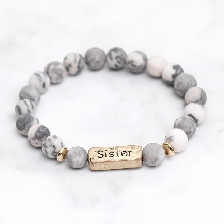Olivenorma Natural Gemstone Sister Engraving Bracelet - image 6