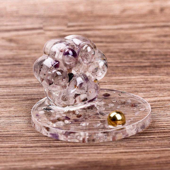 Olivenorma Natural Stone Epoxy Cat Claw Mobile Phone Holder - Amethyst&Clear Crystal - image 9