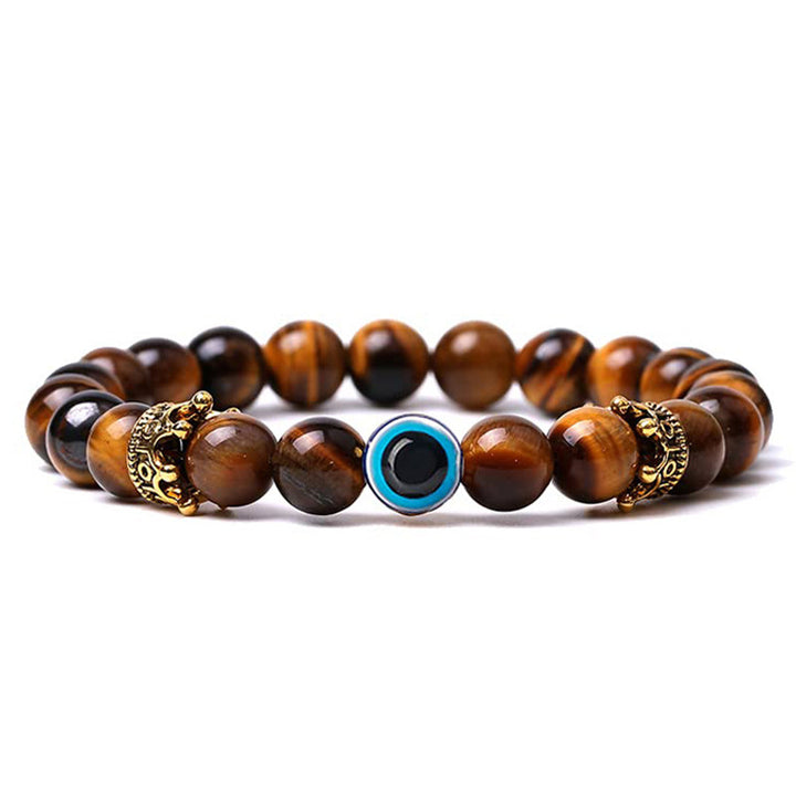 Natural Stone With Evil Eye Protection Bracelet - Tiger Eye - image 4