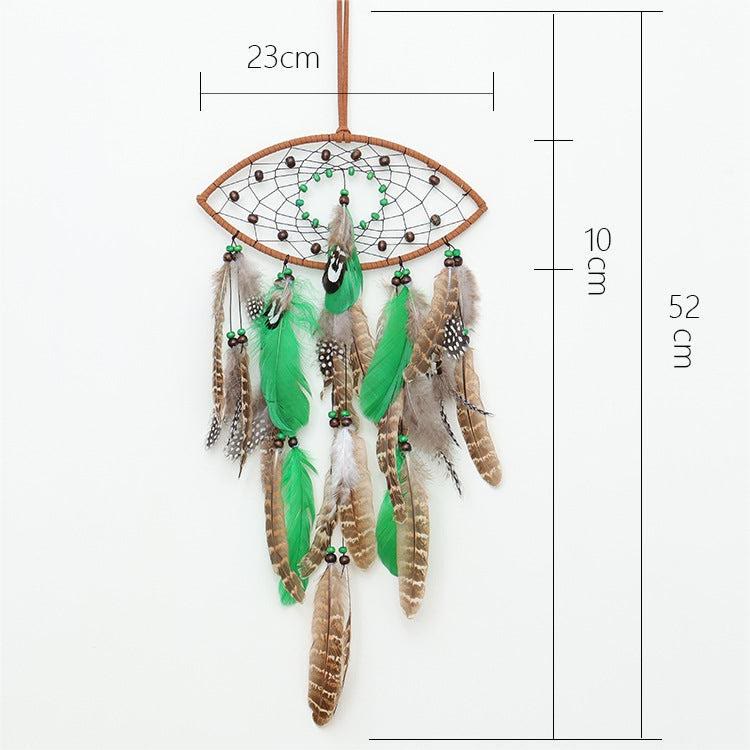 Olivenorma Natural Green Wooden Beads Peacock Feather Dream Catcher - image 9