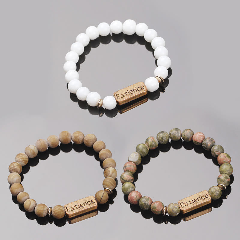 Olivenorma Natural Gemstone Mom Patience Engraving Bracelet - image 29