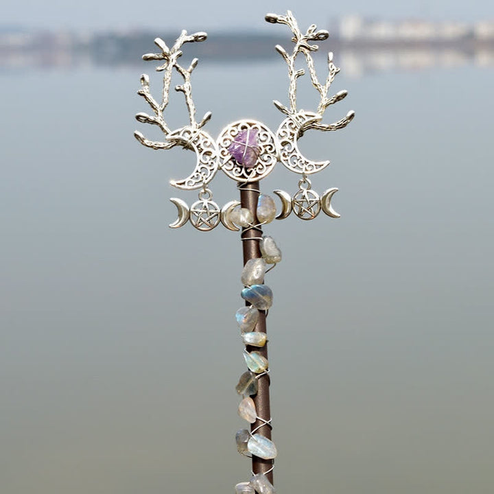 Olivenorma Natural Fairy Moon With Feather Crystal Wands - Labradorite - image 0