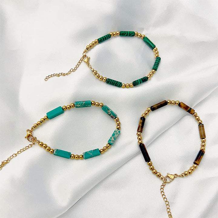 Olivenorma Rectangle Natural Stone Tube Beads Beaded Bracelet - image 11