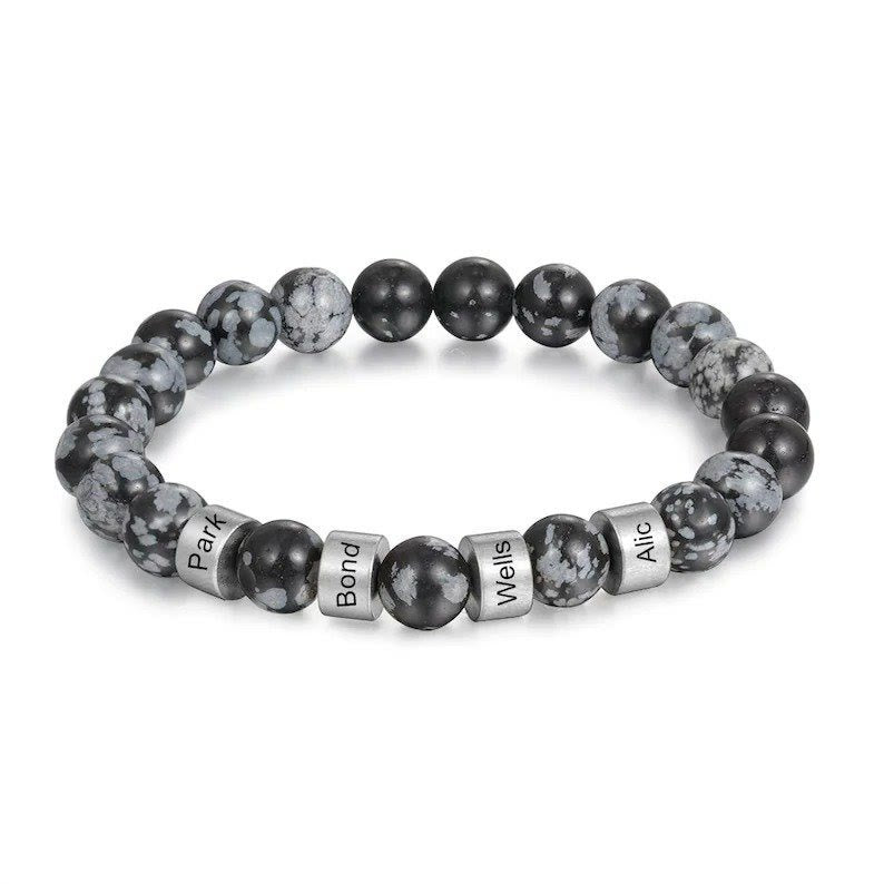 Olivenorma Natural Stone Engraving Personalized Beads Men Bracelet - image 15