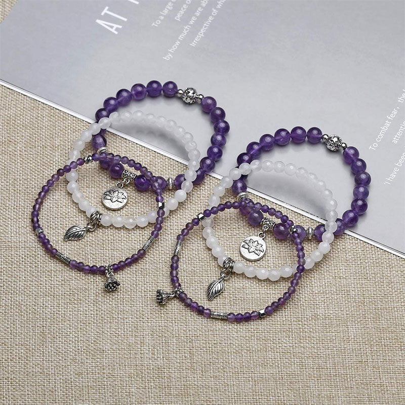 Amethyst Lotus Symbol 3 - Piece Bracelet - image 4