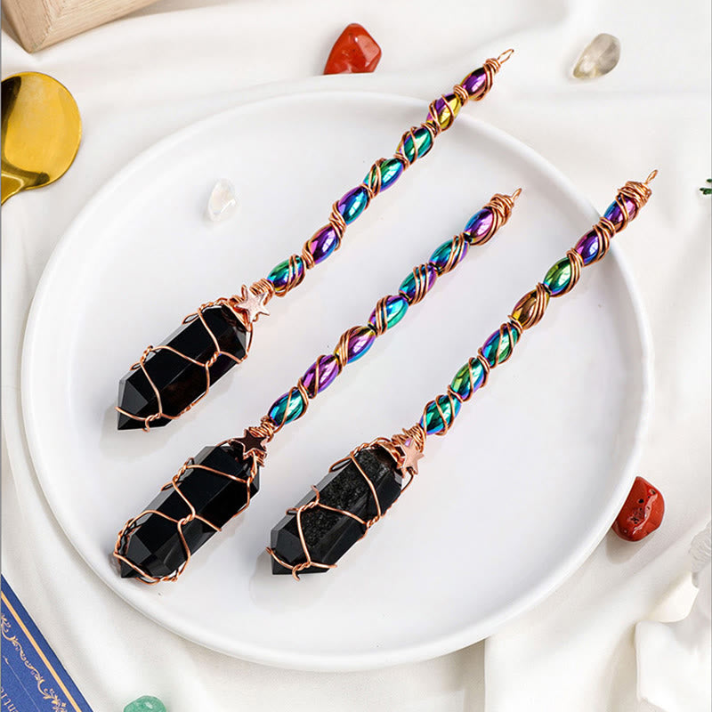 Olivenorma Obsidian Gold Wire Winding Magic Crystal Wands - image 2