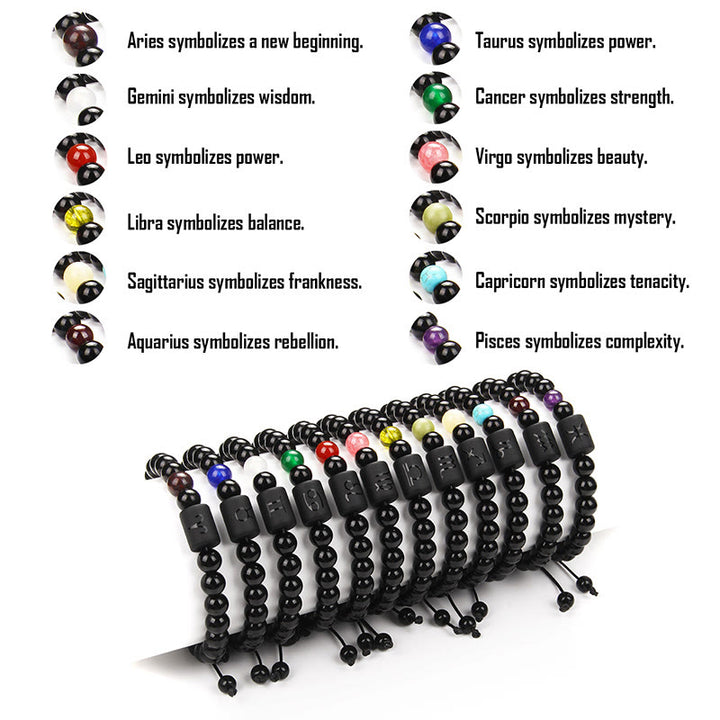 Olivenorma Natural Black Onyx Zodiac Men Woven Bracelet - image 27