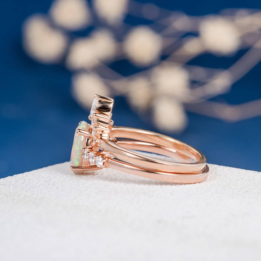 Olivenorma Antique Oval Opal Engagement Rose Gold Ring - image 6