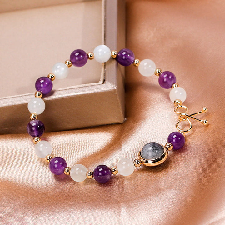 Amethyst With Moonstone Lucky Gemstone Bracelet - Amethyst&Moonstone - image 0