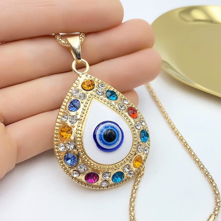 Evil Eye HAMSA Zircon Sweater Chain Pendant Necklace - image 2