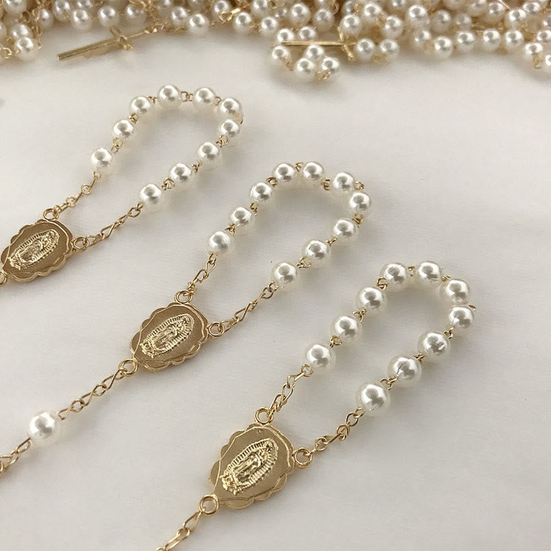 Olivenorma Pearl Cross Virgin Mary Rosary Bracelet - image 2