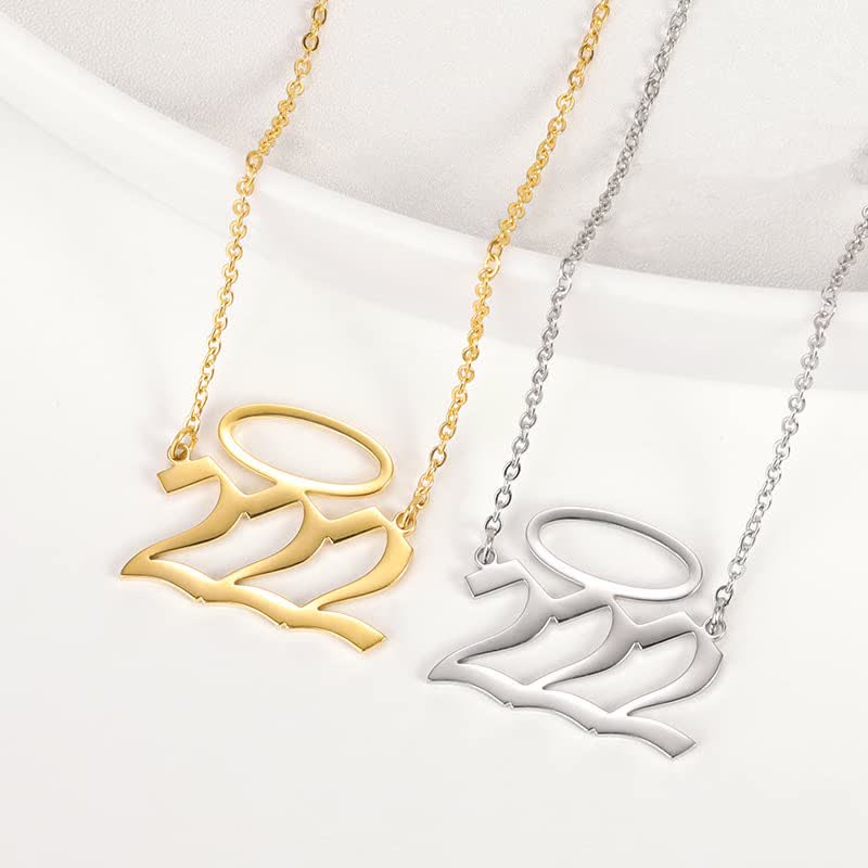 Olivenorma Lucky Angel Number With Angel Aperture Necklace - Silver - 222 - image 5