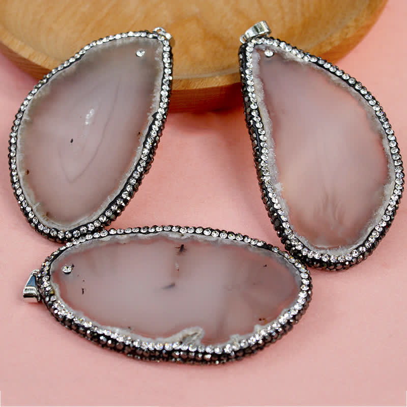 Olivenorma Ornate Natural Crystal Geode Necklace  - Rose Quartz - image 3