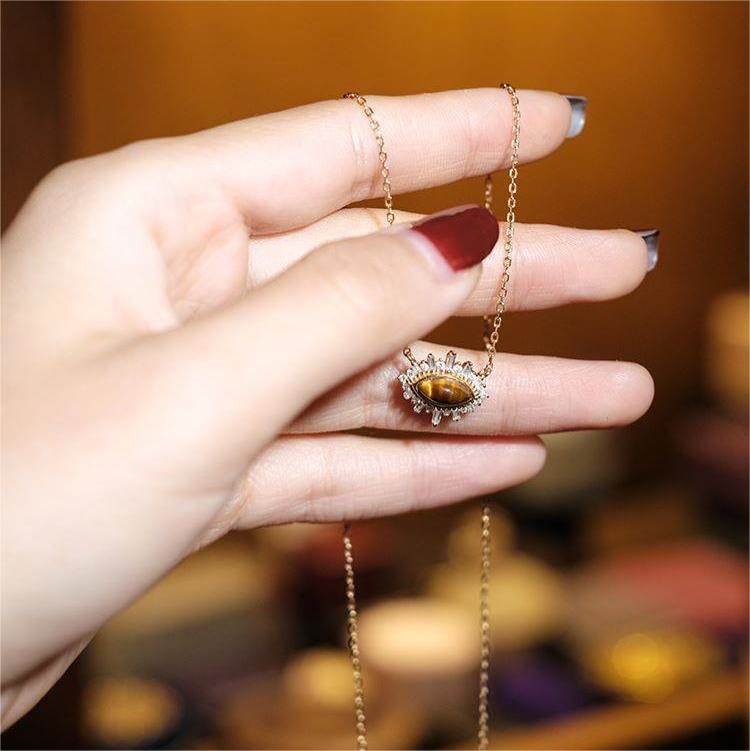 Olivenorma Natural Tiger Eye Palace Style Clavicle Necklace - image 6