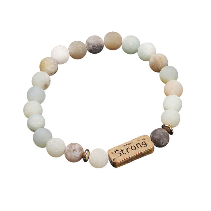 Olivenorma Natural Gemstone Strong Engraving Bracelet - Amazonite - image 8