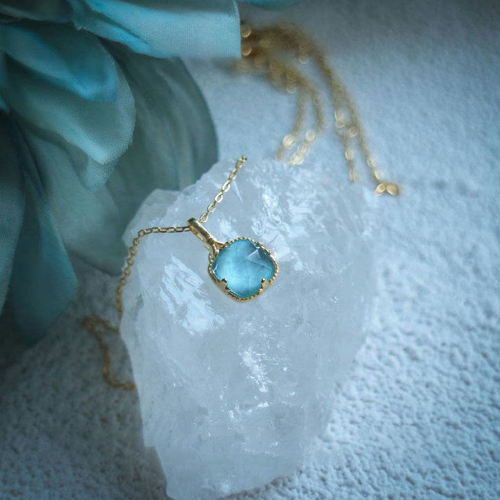 Olivenorma Square Faceted Aquamarine Necklace - image 2