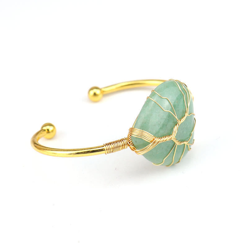 Olivenorma Gold Copper Wire Wrapped Natural Heart Shape Crystal Bracelet - Green Aventurine - image 6