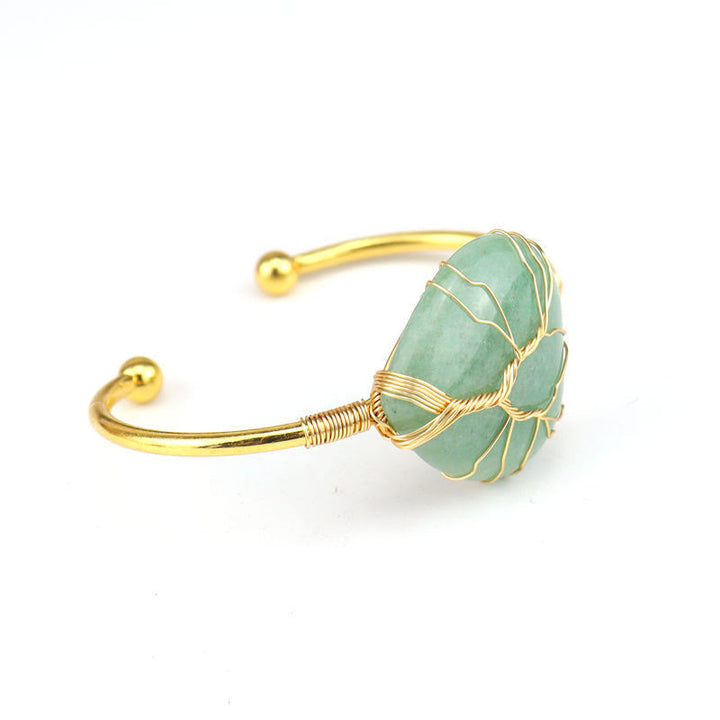 Olivenorma Gold Copper Wire Wrapped Natural Heart Shape Crystal Bracelet - Green Aventurine - image 6