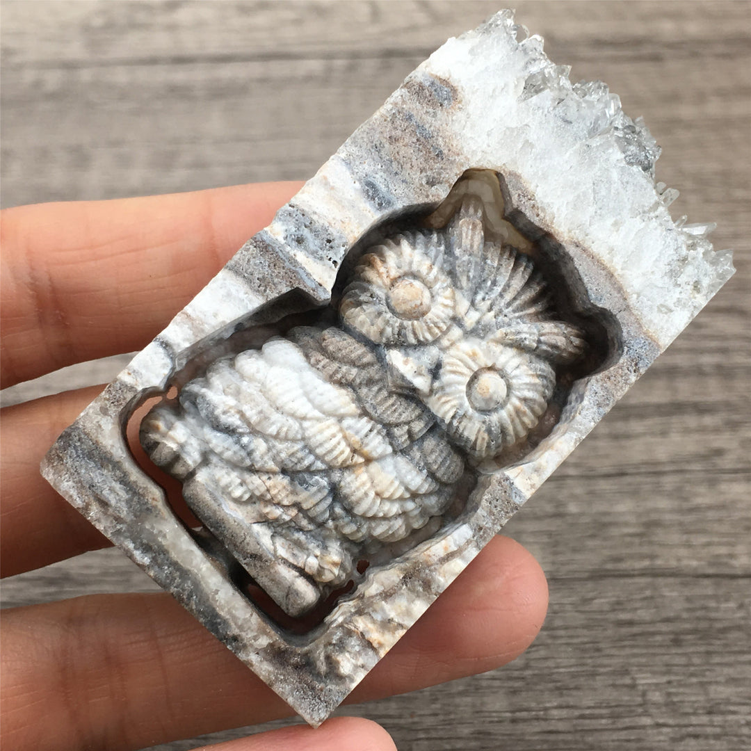 Olivenorma Natural Crystal Carved Crystal Owl Handicraft Ornament - image 3