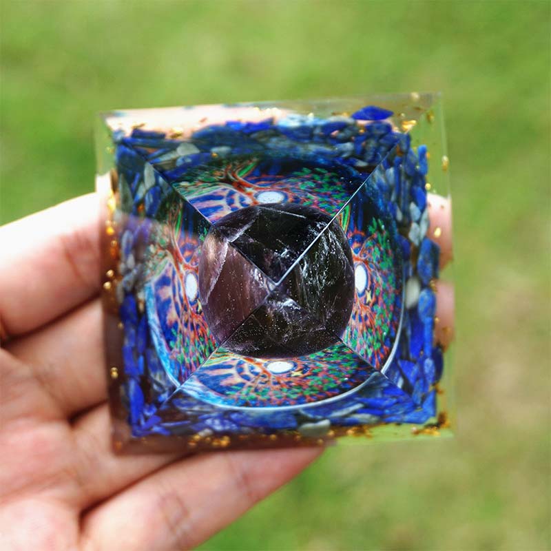 Olivenorma Amethyst With Lapis Lazuli Reki Orgone Pyramid - image 4
