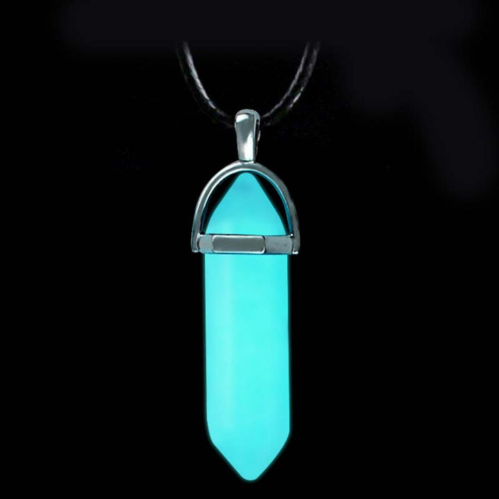 Olivenorma Moonstone Stone Hexagonal Column Necklace - SkyBlue+Wax Rope - image 3