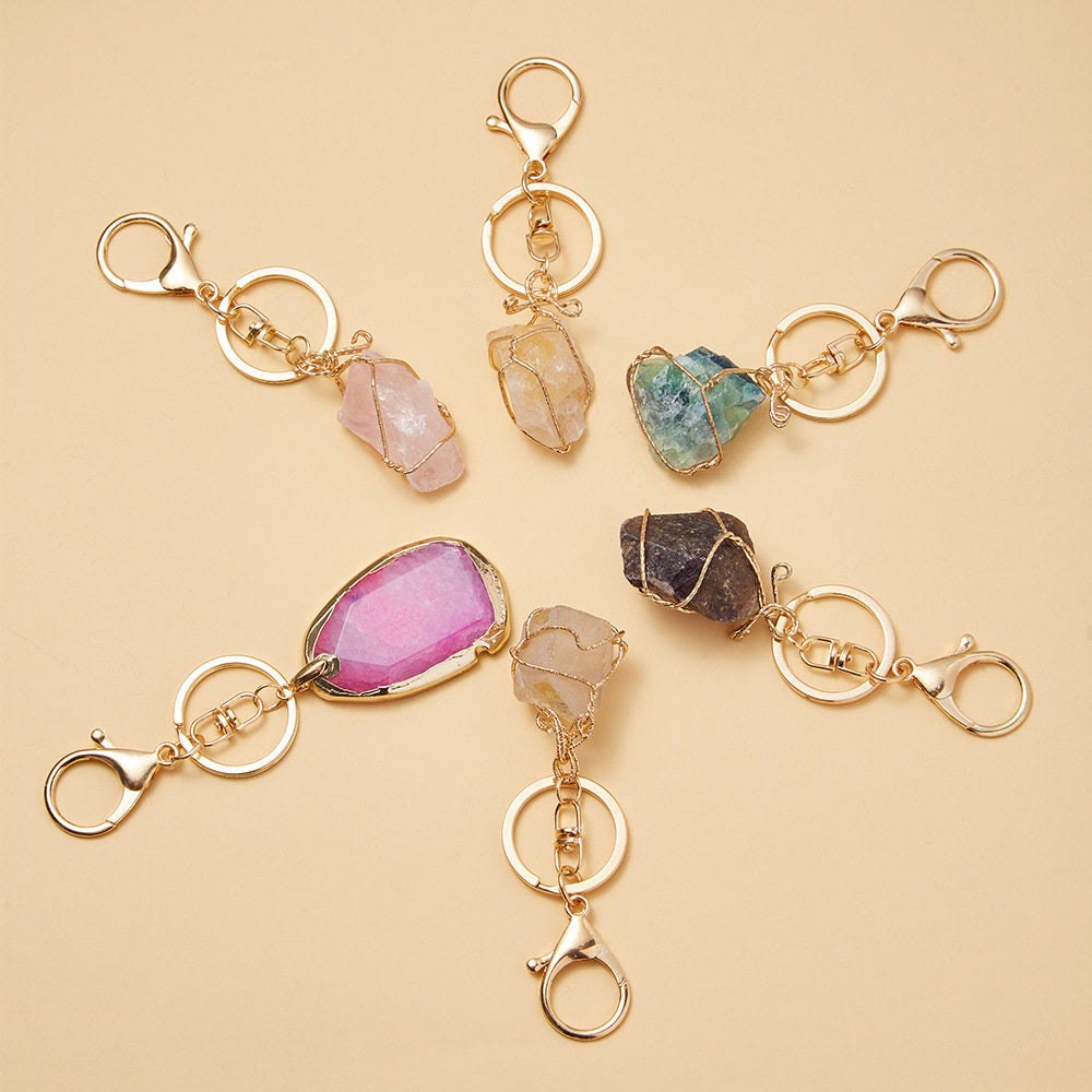 Olivenorma Raw Crystal Keychain Gemstone Pendant Keychain - image 16