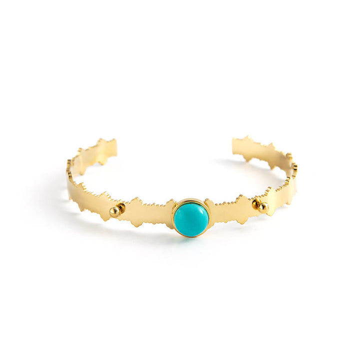 Olivenorma Bohemian Ethnic Style Natural Stone Open Bracelet - Turquoise#3 - image 9