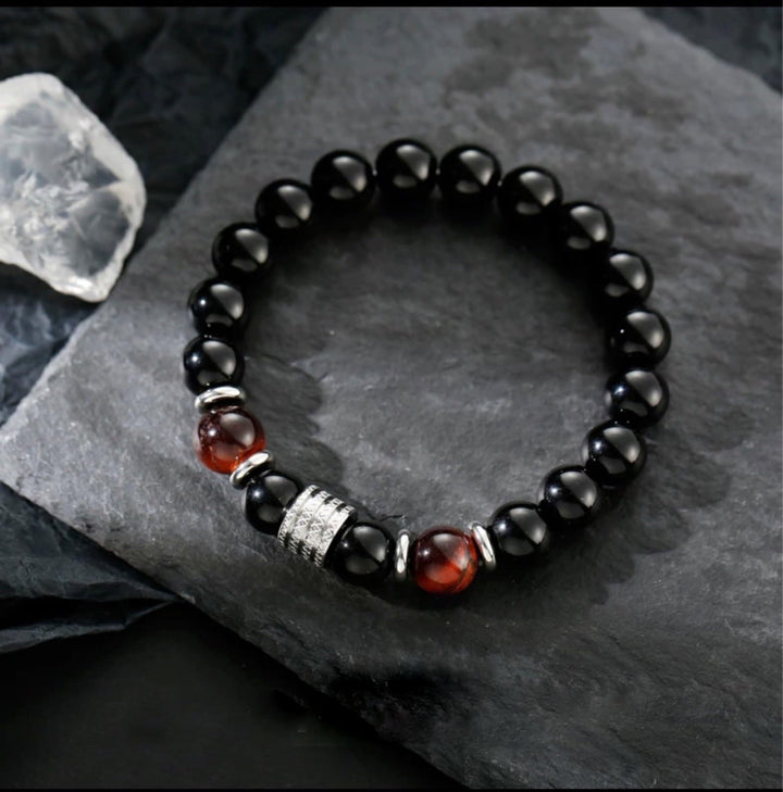 Olivenorma Red Tiger Eye Obsidian Men Bracelet - Red Tiger Eye&Obsidian - image 6