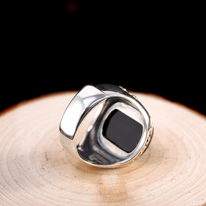 Olivenorma "Man Of Distinction" Vintage Men's Obsidian Signet Ring - image 4