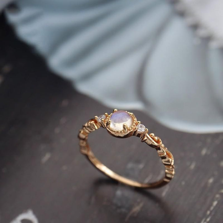 Olivenorma Natural Moonstone Zircon Delicate Ring - image 9