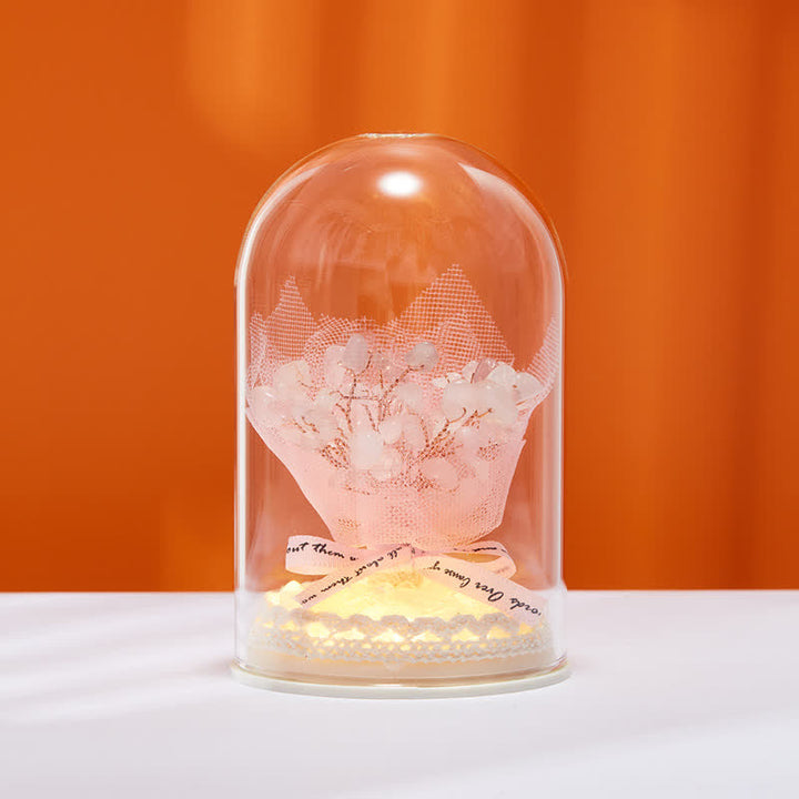Olivenorma Natural Crystal Glass Cover Feng Shui Tree Decoration - Rose Quartz & Bouquet - image 5