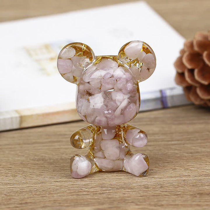 Olivenorma Cute Crystal Bear Gemstone Decoration - Lepidolite+Foil - image 26
