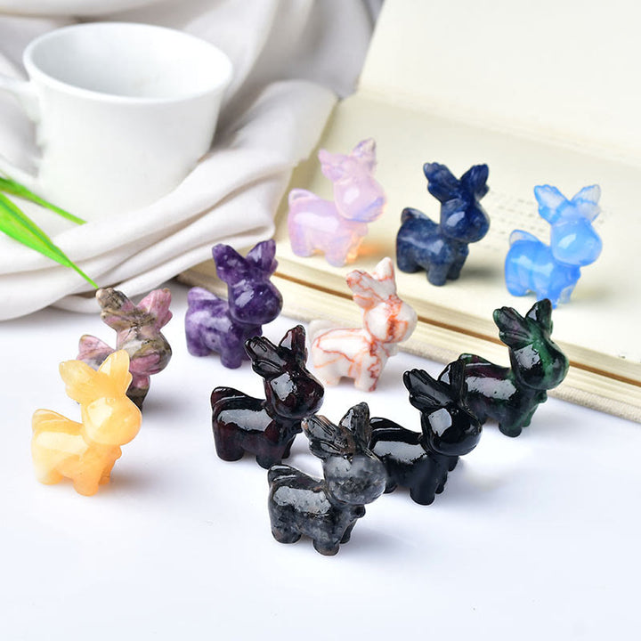 Olivenorma Natural Crystal Christmas Elk Carving Crafts Gemstone Decoration - image 23