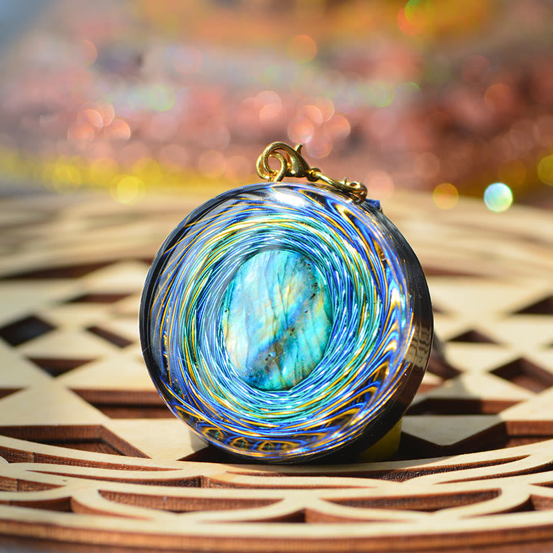 Olivenorma Sacred Siphon Space Natural Labradorite Blue Orgone Necklace - image 1