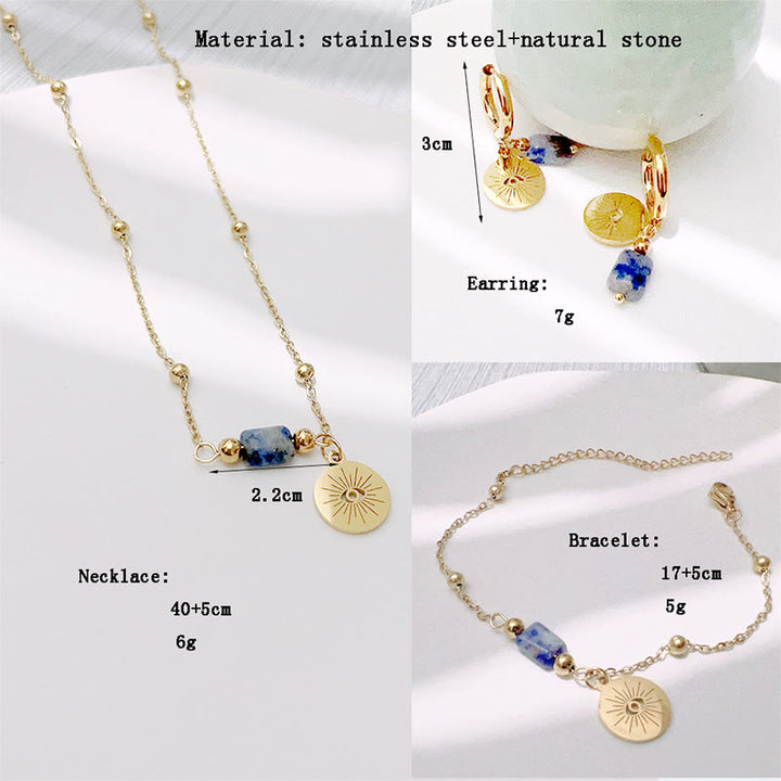 Olivenorma Natural Blue Sodalite Evil Eye Bracelet Earring Necklace - image 5