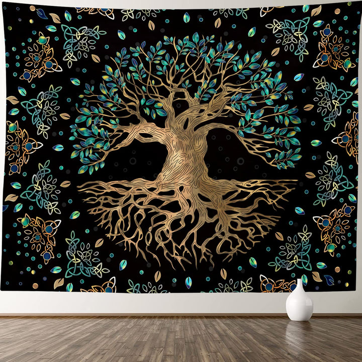 Olivenorma Life Of Tree Wall Hanging Black Green Tapestry - 180*230cm - Flannel - image 0