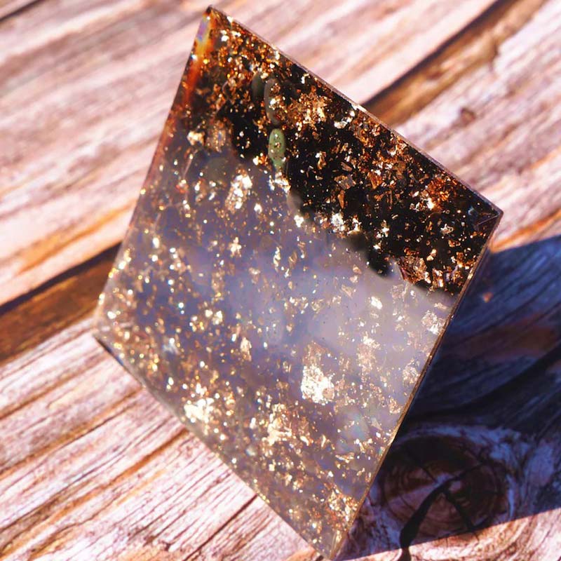 Olivenorma Amethyst&Obsidian Skull Symbol Orgone Pyramid - image 7