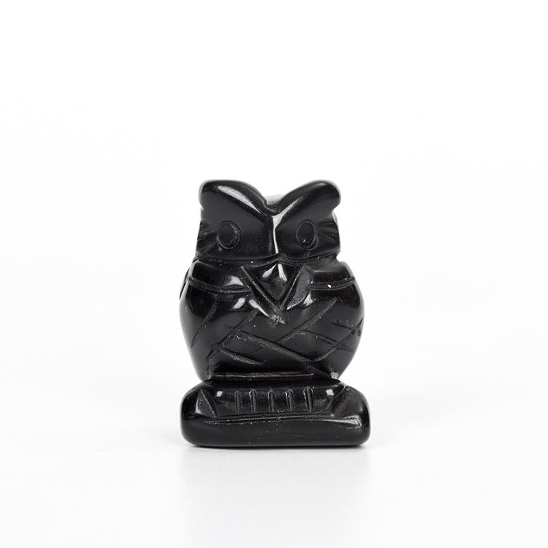 Olivenorma Natural Crystal Owl Ornament Carving Crafts - Obsidian - image 5