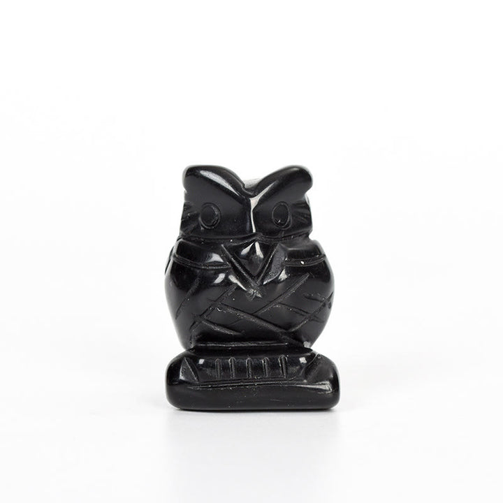Olivenorma Natural Crystal Owl Ornament Carving Crafts - Obsidian - image 5