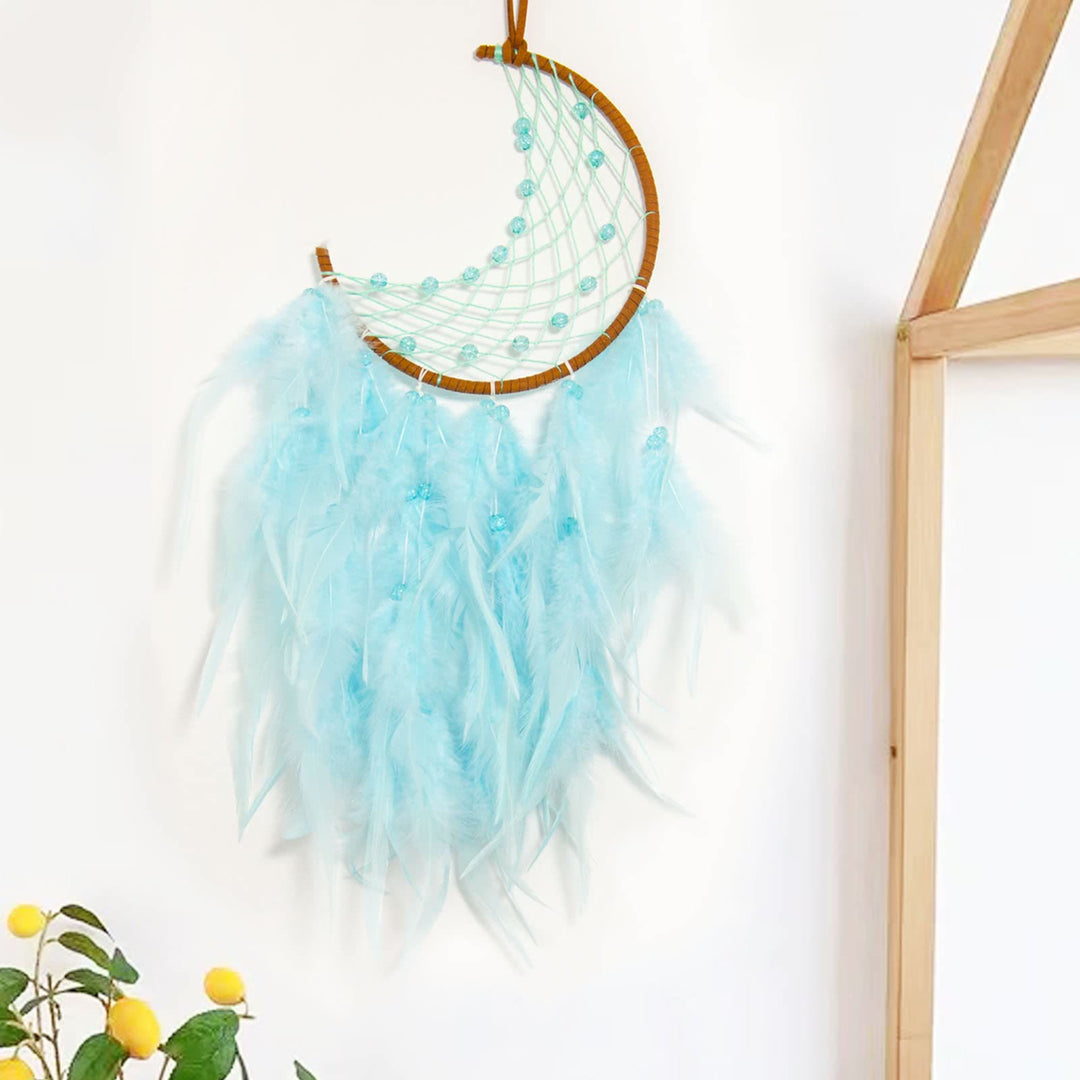 Olivenorma Handmade Beaded Turquoise Purple Jade Moon Dream Catcher - Paraiba Tourmaline - Without Lights - image 14