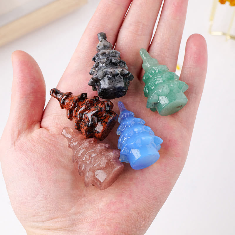 Olivenorma 1pc Natural Crystal Christmas Pine Carving Gemstone Decoration - image 18