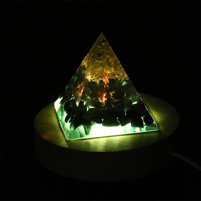 Olivenorma USB Pyramid Light Base Wooden Display Lamp Holder - image 5
