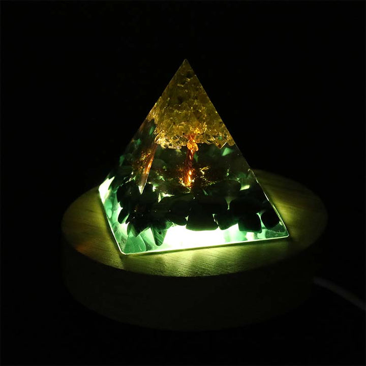Olivenorma USB Pyramid Light Base Wooden Display Lamp Holder - image 5